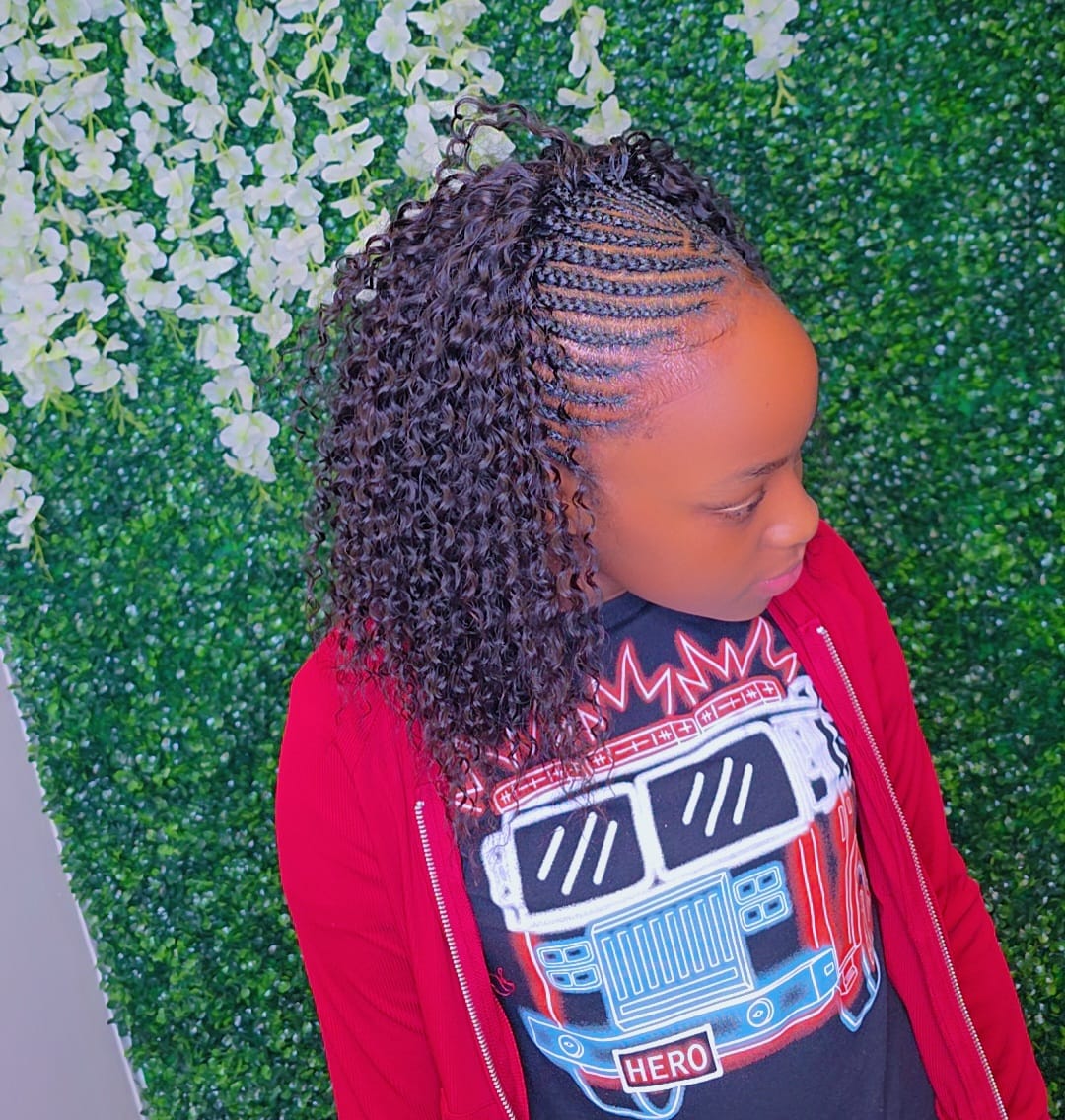 Kids cornrows and curls gallery photo from Alven's Braiding Salon